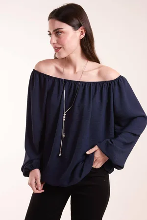 Blue Vanilla Womens Necklace Bardot Elasticated Top - - S/M