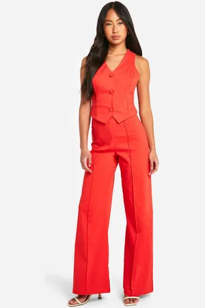 Boohoo Womens Super Stretch Waistcoat & Seam Front Straight Leg Trousers - - 14