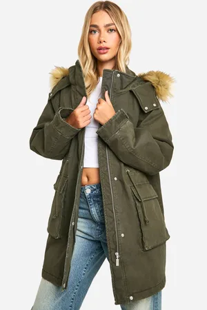 Boohoo Womens Hooded Pocket Detail Parka - - 14