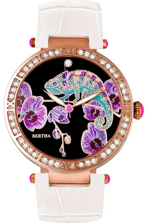 Bertha Womens Camilla Mother-Of-Pearl Leather-Band Watch - - One Size