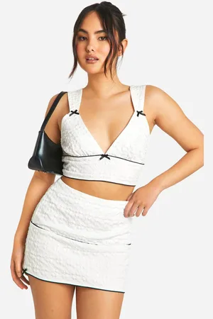 Boohoo Womens Textured Bow Detail Mini Skirt - - 16