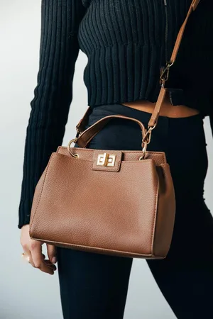 SVNX Womens Faux Leather Handbag With Gold Trim - One Size