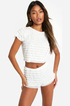 Boohoo Womens Ruffle Cap Sleeve Top And Ruffle Booty Short - - 16