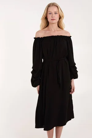 Blue Vanilla Womens Puff Sleeve Bardot Dress - - One Size