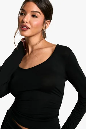 Boohoo Womens Loungewear Scoop Neck Long Sleeve Top - - 8