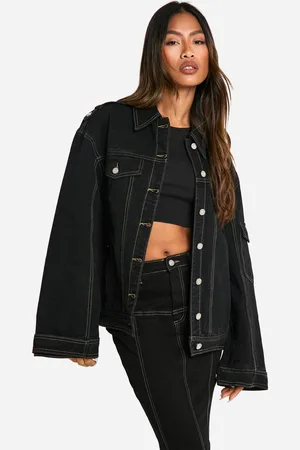 Boohoo Womens Contrast Stitch Denim Jacket - - 16