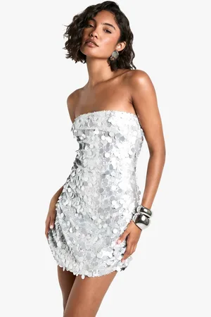 Boohoo Womens Tall Disc Sequin Bandeau Mini Dress - - 16