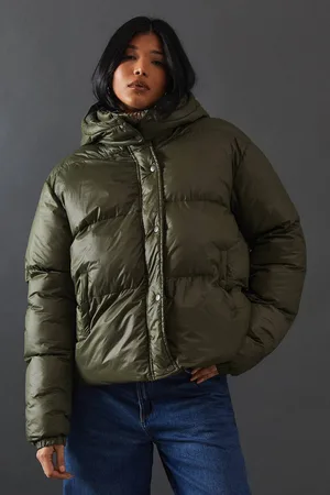 warehouse Womens Shiny Padded Puffer Coat - - 10