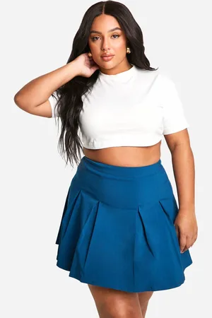 Boohoo Womens Plus Bengaline Pleated Skater Skirt - - 18