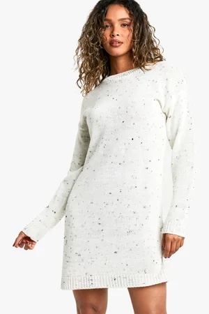Boohoo Womens Nep Knitted Crew Neck Jumper Dress - - S