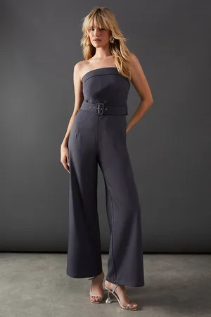 warehouse Womens Bandeau Wide Leg Tailored Jumpsuit - - 10