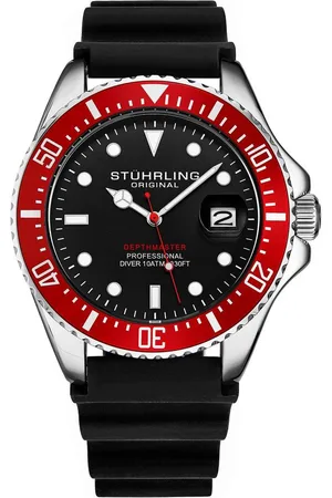 Stuhrling Depthmaster Quartz 42mm Diver Watch with Rubber Strap - - One Size