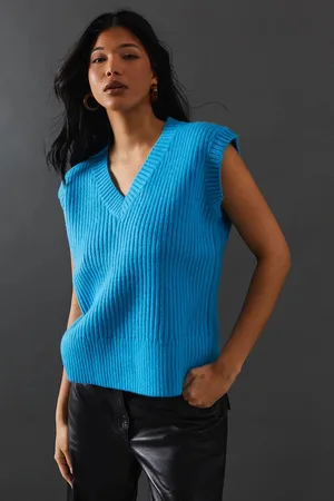 warehouse Womens V Neck Knitted Vest - - M