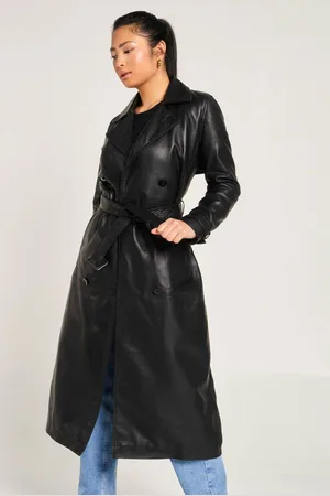 Barneys Originals Womens Real Leather Trench Coat - - 10
