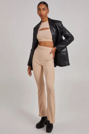 Pink Vanilla Womens Ribbed Flare Trousers - - 10