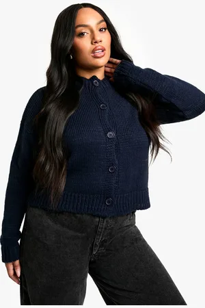 Boohoo Womens Plus Crew Neck Button Front Cardigan - - 24-26