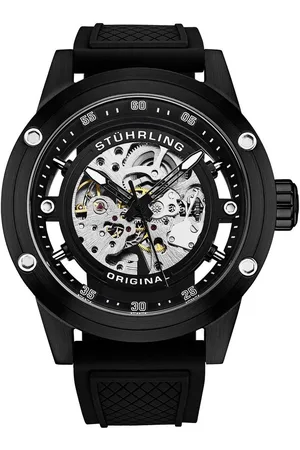 Stuhrling Grandiose 4034 Automatic Watch 50mm Skeleton Dial silicone strap - - One Size