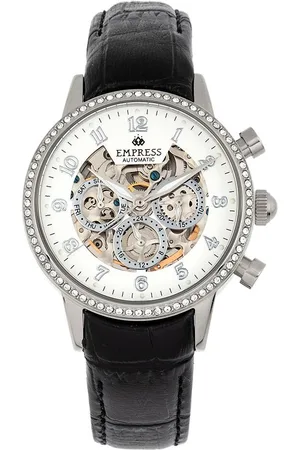 Empress Womens Beatrice Automatic Skeleton Dial Leather-Band Watch with Day & Date - - One Size