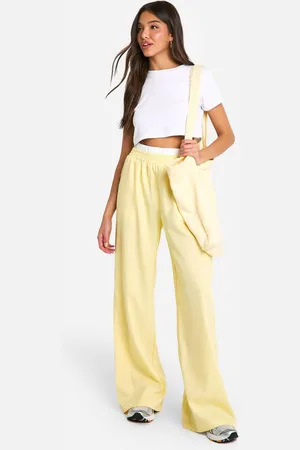 Boohoo Womens Contrast Waistband Wide Leg Trousers - - 16