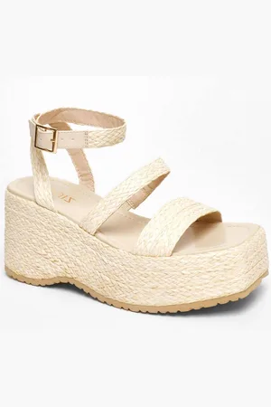 Quiz Womens Woven Chunky Platform Wedges - - 4