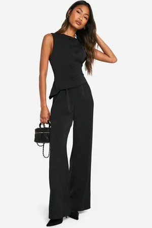 Boohoo Womens Waist Coat Wide Leg Jumpsuit - - 14