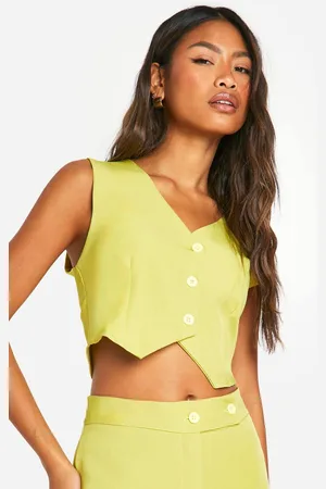 Boohoo Womens Woven Fitted Cropped Waistcoat - - 14