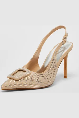 Quiz Womens Nude Diamante Court Sling Back Heel - - 4