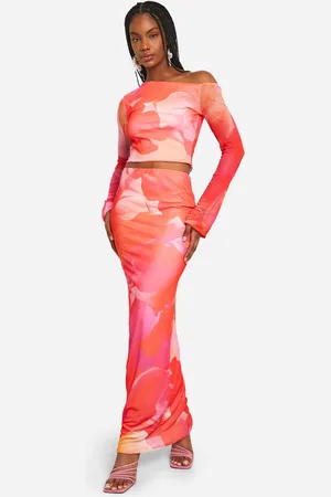 Boohoo Womens Tall Floral Print Mesh Co-ord - - 8