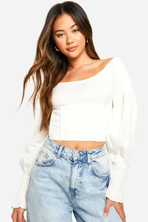 Boohoo Womens Shirred Linen Look Corset With Boning - - 14