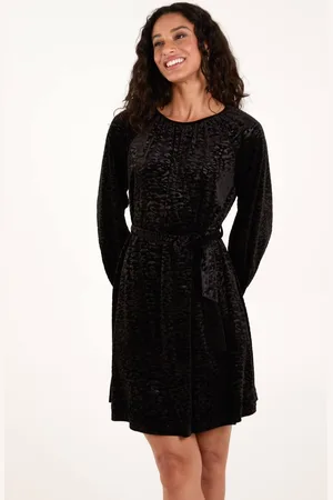Blue Vanilla Womens Velvet Belted Swing Dress - - S