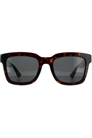 Gucci Rectangle Havana Green Grey Grey Sunglasses - - One Size