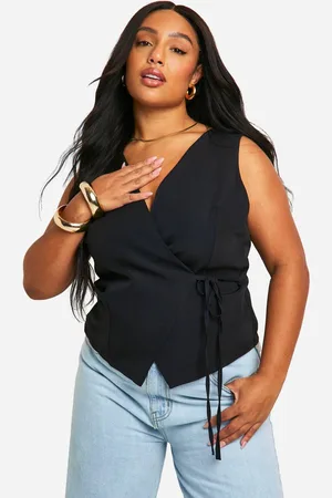 Boohoo Womens Plus Textured Tie Detail Waistcoat - - 16
