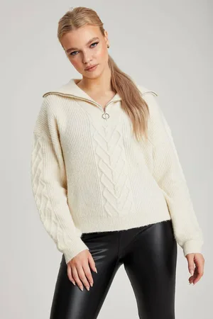 Urban Bliss Womens Chocolate Cable Half Zip Jumper - - L