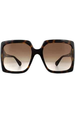 Gucci Womens Square Dark Havana Gradient Sunglasses - One Size