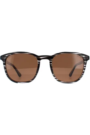Police Round Striped Brown Polarized SPLF18E - One Size