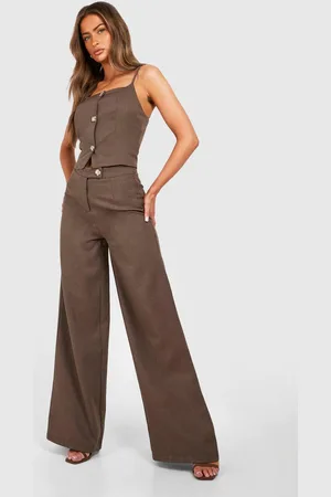 Boohoo Womens Textured Straight Leg Trousers - - 16