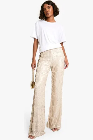 Boohoo Womens Tall Damask Sequin Flare - - 10