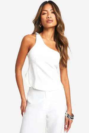 Boohoo Womens One Shoulder Woven Top - - 16