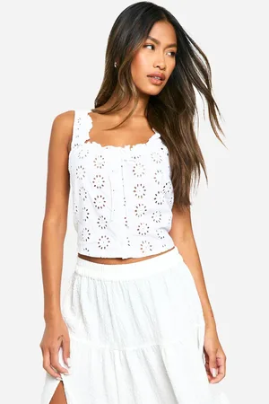 Boohoo Womens Broderie Button Down Corset - - 14
