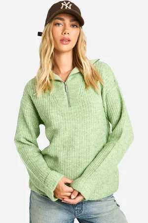 Boohoo Womens Chunky Soft Knit Half Zip Jumper - - M