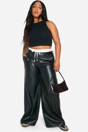 Boohoo Womens Plus Satin Boxer Waistband Wide Leg Trouser - - 26