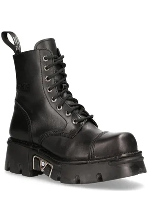New Rock Leather Military Biker Boots- M-NEWMILI083-S19 - - 5