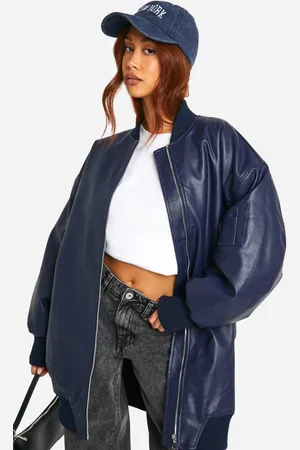 Boohoo Womens Longline Oversized Bomber Jacket - - 12
