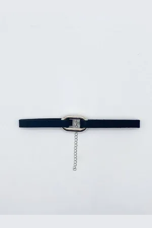 SVNX Womens Faux Suede Choker Necklace With Silver Metal Centre Charm - One Size