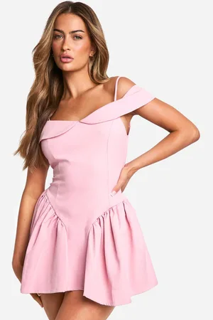 Boohoo Womens Strappy Tailored Full Skirt Mini Dress - - 14