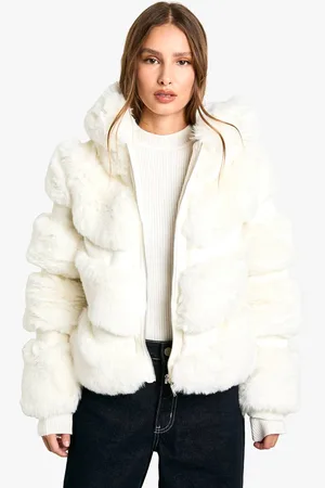Boohoo Womens Faux Fur Hooded Jacket - - 14