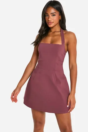 Boohoo Womens Bengaline Square Neck Skater Dress - - 18