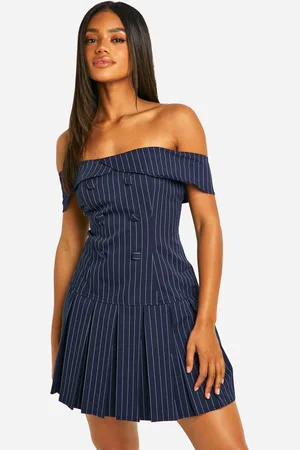 Boohoo Womens Stripe Bardot Tennis Skirt Dress - - 16
