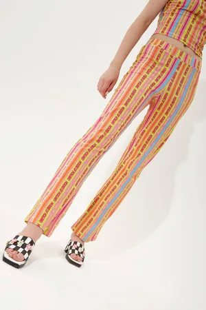 House of Holland Womens Multicolour Striped Jersey Trousers - L