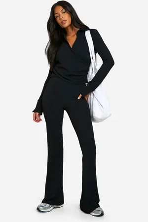 Boohoo Womens Tall Crinkle Wrap Top and Flare Trouser Co-ord - - 16
